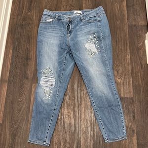 Lane Bryant Bedazzled Jeweled Distressed Mid Rise Jeans Size 20 Women’s